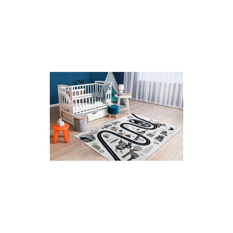 Dywan FUN Route dla dzieci, ulica, zwierzęta krem 140x190cm Dywan FUN Route dla dzieci, ulica, zwierzęta krem 140x190cm