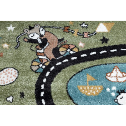 Dywan FUN Route dla dzieci, ulica, zwierzęta zielony 180x270cm