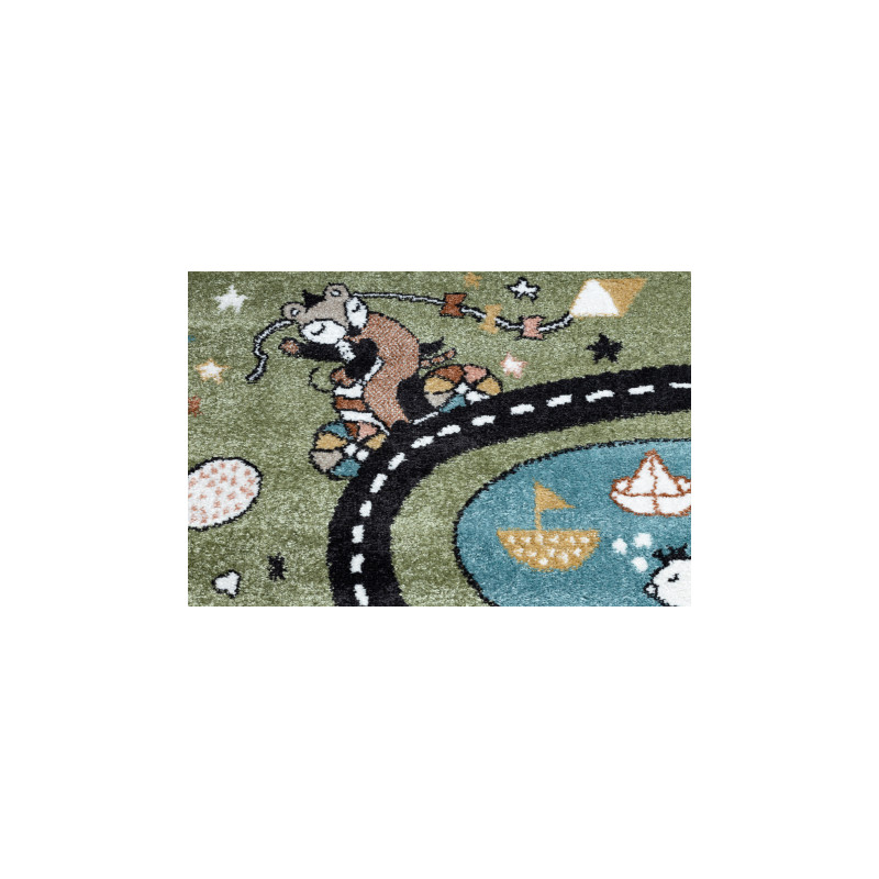 Dywan FUN Route dla dzieci, ulica, zwierzęta zielony 180x270cm