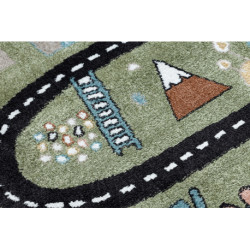 Dywan FUN Route dla dzieci, ulica, zwierzęta zielony 180x270cm