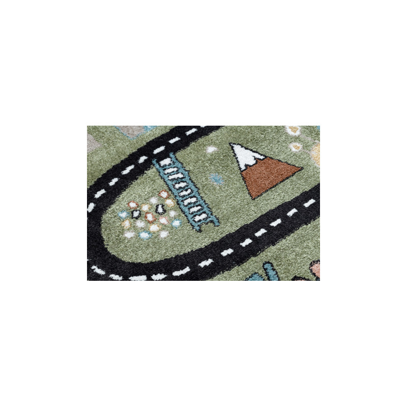 Dywan FUN Route dla dzieci, ulica, zwierzęta zielony 200x290cm