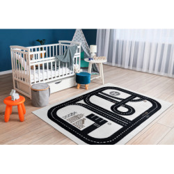 Dywan FUN Track dla dzieci, ulica, miasto krem 140x190cm