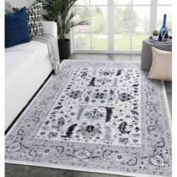 Dywan ARGENT - W7039 Kwiaty szary / czarny  200x290cm