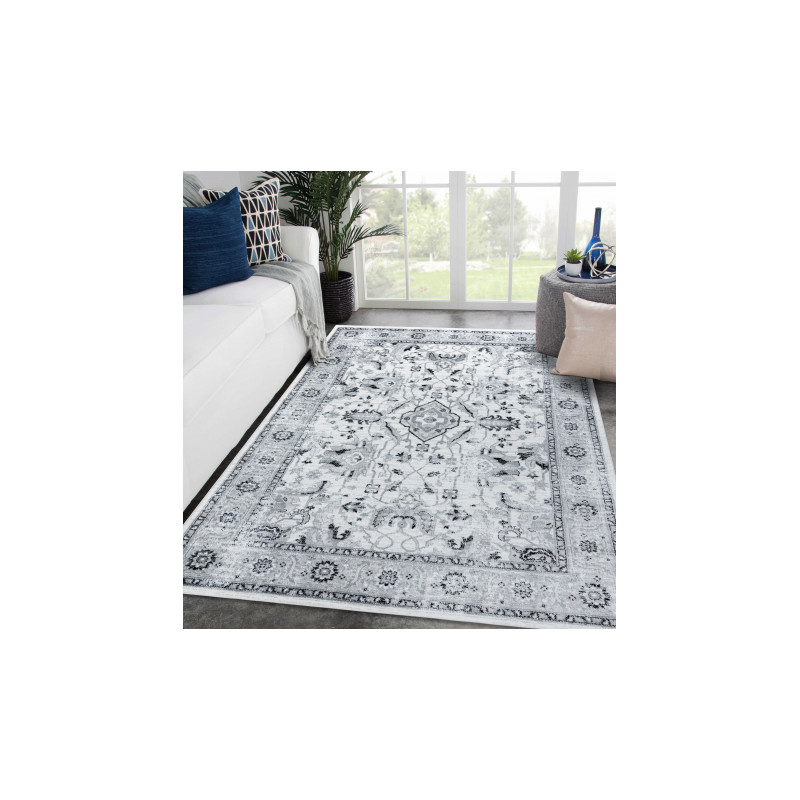 Dywan ARGENT - W7040 Ramka, vintage szary / czarny 133x190cm