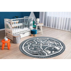 Dywan FUN Land dla dzieci, wioska, uliczki, koło - niebieski koło 120cm Dywan FUN Land dla dzieci, wioska, uliczki, koło - niebieski koło 120cm