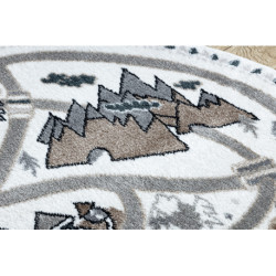 Dywan FUN Land dla dzieci, wioska, uliczki, koło - krem koło 140cm