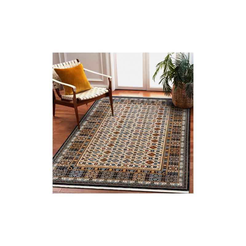 Dywan KESHAN Frędzle, Ramka orientalny 6428/53551 beż / granat 250x340cm