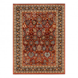 Dywan KESHAN Frędzle, Ornament, ramka orientalny 7573/53577 bordo / granat 80x145cm
