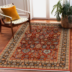 Dywan KESHAN Frędzle, Ornament, ramka orientalny 7573/53577 bordo / granat 200x290cm