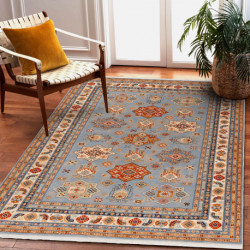 Dywan KESHAN Frędzle, Ramka orientalny 7683/53544 beż / niebieski 250x340cm
