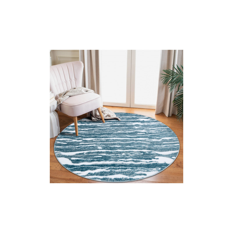 Dywan MEFE nowoczesny Koło 8761 Fale - Strukturalny, dwa poziomy runa krem / niebieski koło 160cm Dywan MEFE nowoczesny Koło 8761 Fale - Strukturalny, dwa poziomy runa krem / niebieski koło 160cm