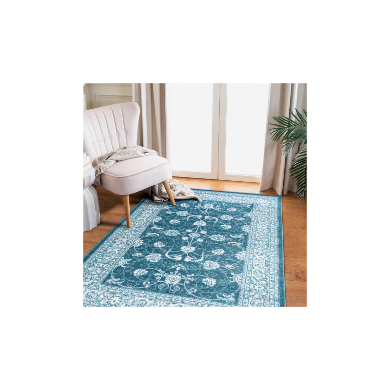 Dywan MEFE nowoczesny 2312 Ornament - Strukturalny, dwa poziomy runa krem / niebieski 120x170cm Dywan MEFE nowoczesny 2312 Ornament - Strukturalny, dwa poziomy runa krem / niebieski 120x170cm