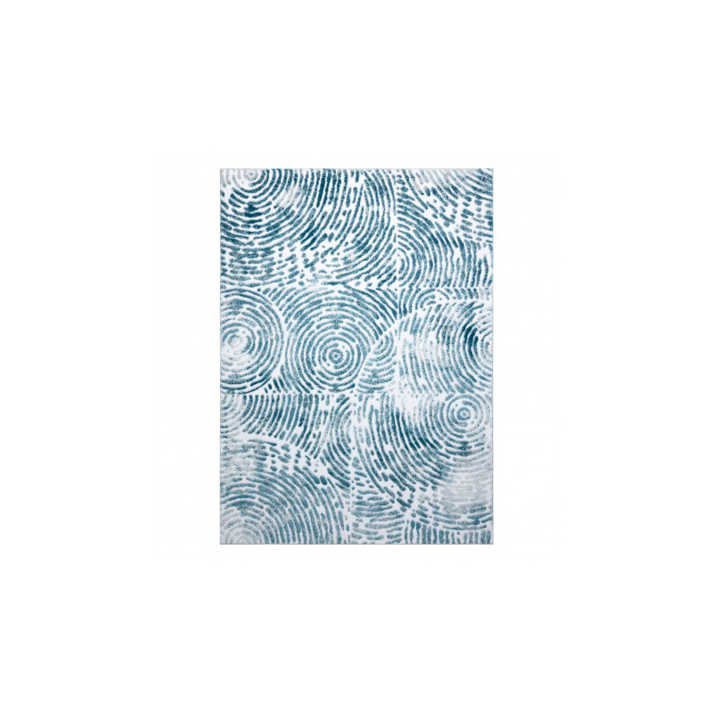 Dywan MEFE nowoczesny 8725 Koła odcisk palca - Strukturalny, dwa poziomy runa krem / niebieski 160x220cm