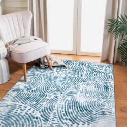 Dywan MEFE nowoczesny 8725 Koła odcisk palca - Strukturalny, dwa poziomy runa krem / niebieski 160x220cm