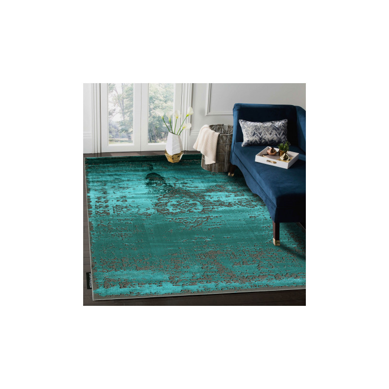 Dywan DE LUXE nowoczesny 2083 Ornament vintage przecierany - Strukturalny zielony / szary 140x190cm