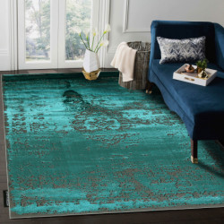 Dywan DE LUXE nowoczesny 2083 Ornament vintage przecierany - Strukturalny zielony / szary 180x270cm