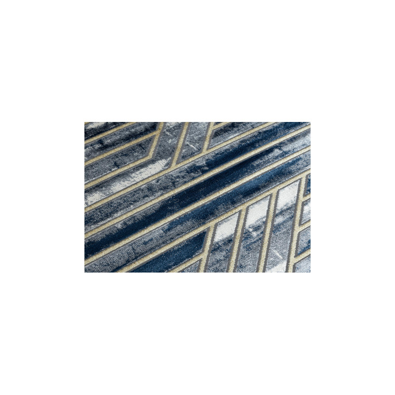 Dywan DE LUXE nowoczesny 460 Linie - Strukturalny granatowy / złoty 140x190cm