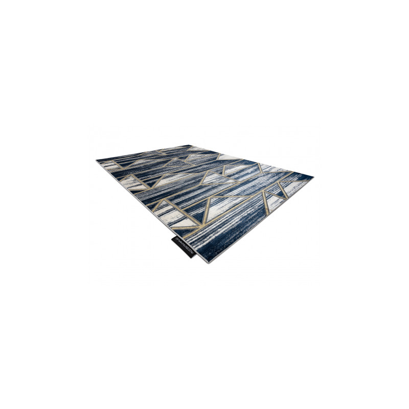 Dywan DE LUXE nowoczesny 462 Geometryczny - Strukturalny granatowy / złoty 140x190cm