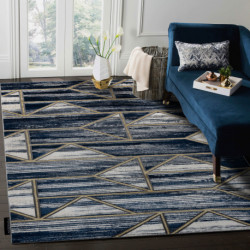 Dywan DE LUXE nowoczesny 462 Geometryczny - Strukturalny granatowy / złoty 160x220cm Dywan DE LUXE nowoczesny 462 Geometryczny - Strukturalny granatowy / złoty 160x220cm