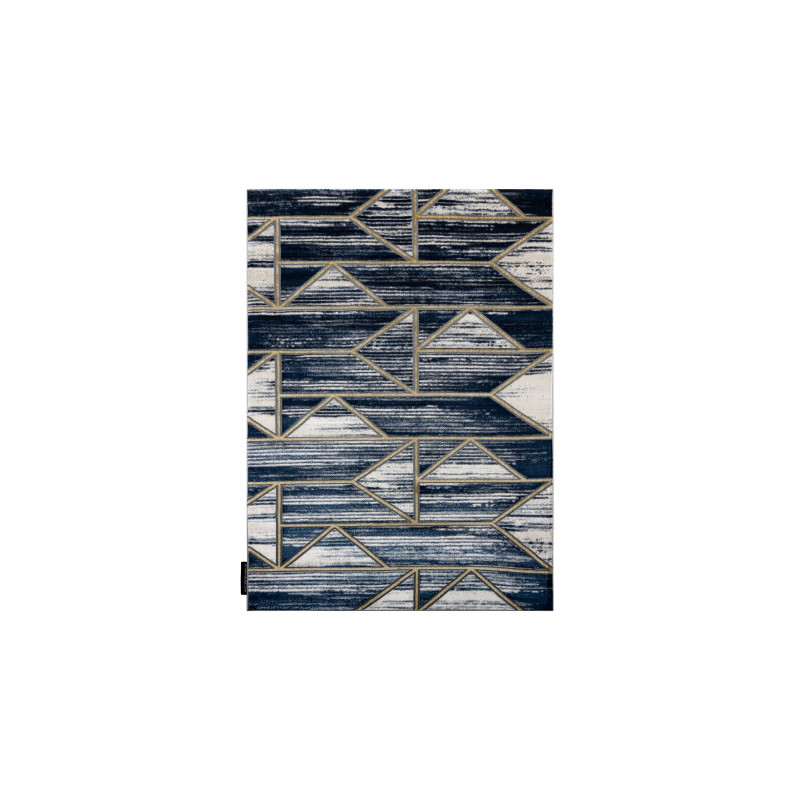 Dywan DE LUXE nowoczesny 462 Geometryczny - Strukturalny granatowy / złoty 240x340cm