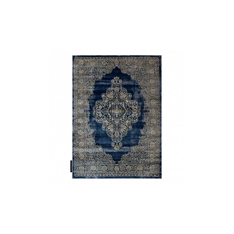 Dywan DE LUXE nowoczesny 474 Ornament - Strukturalny granatowy / złoty 120x170cm