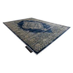 Dywan DE LUXE nowoczesny 474 Ornament - Strukturalny granatowy / złoty 200x290cm