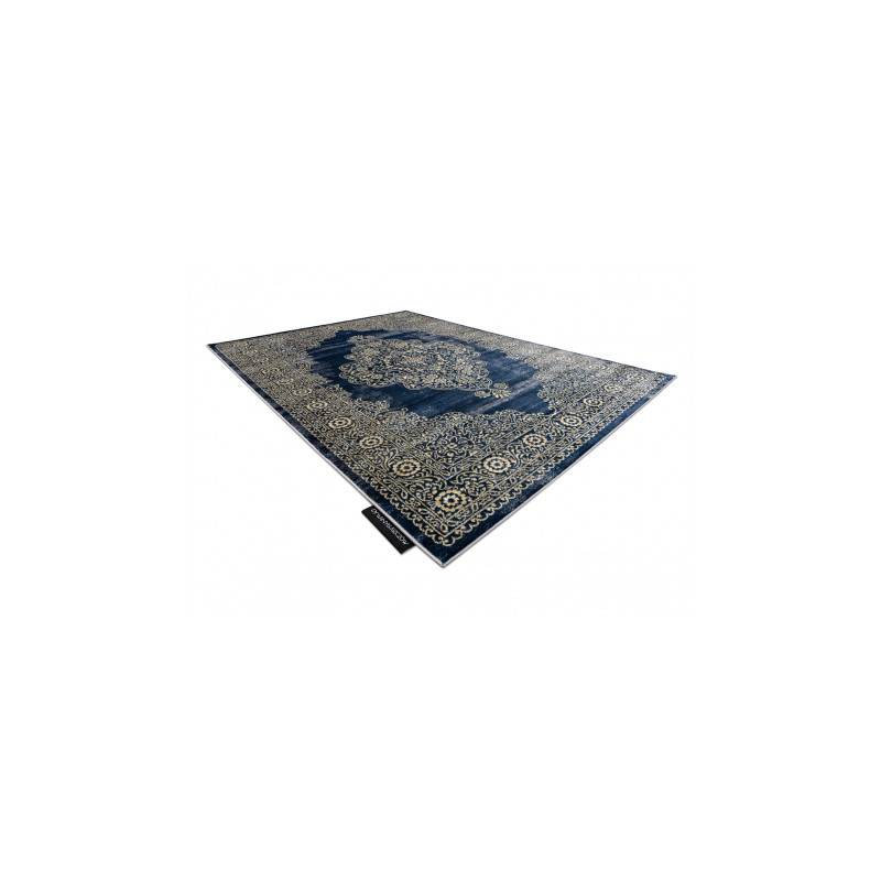 Dywan DE LUXE nowoczesny 474 Ornament - Strukturalny granatowy / złoty 200x290cm