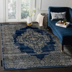 Dywan DE LUXE nowoczesny 474 Ornament - Strukturalny granatowy / złoty 200x290cm