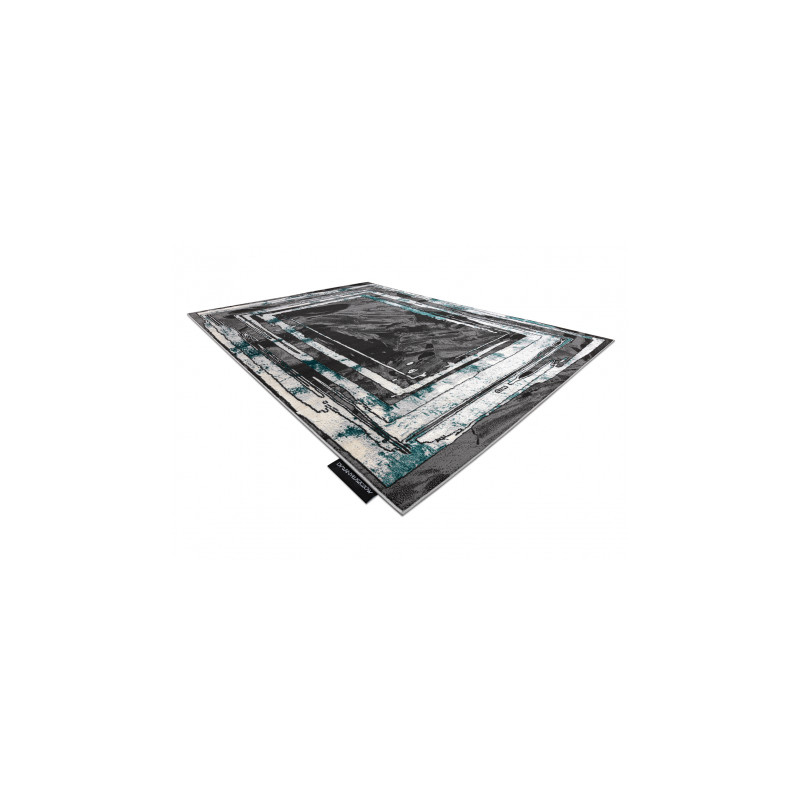 Dywan DE LUXE nowoczesny 619 Ramka - Strukturalny szary / zielony 240x340cm