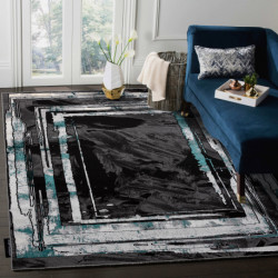 Dywan DE LUXE nowoczesny 619 Ramka - Strukturalny szary / zielony 240x340cm