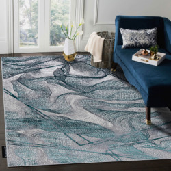Dywan DE LUXE nowoczesny 621 Sieć, siatka - Strukturalny szary / zielony 240x340cm