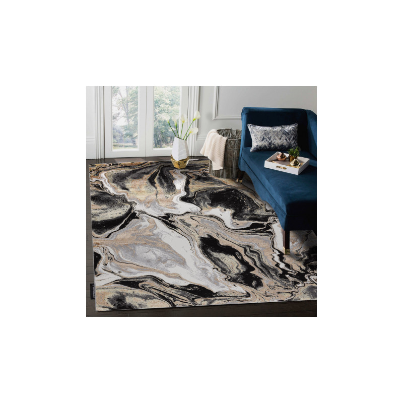 Dywan DE LUXE nowoczesny 622 Abstrakcja - Strukturalny krem / złoty 200x290cm