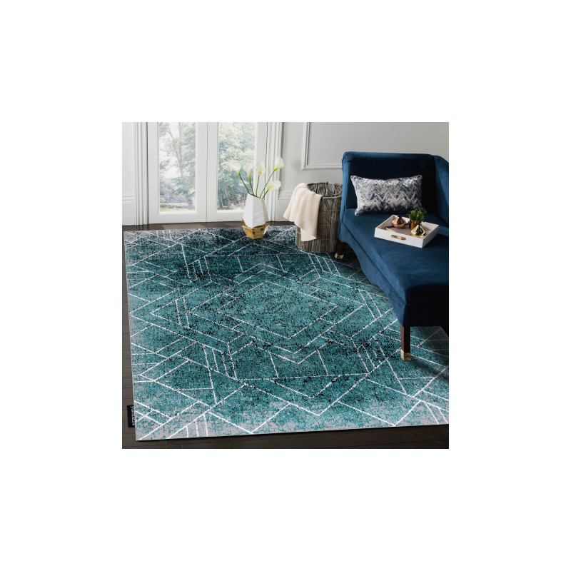 Dywan DE LUXE nowoczesny 626 Geometryczny, romby - Strukturalny szary / zielony 160x220cm