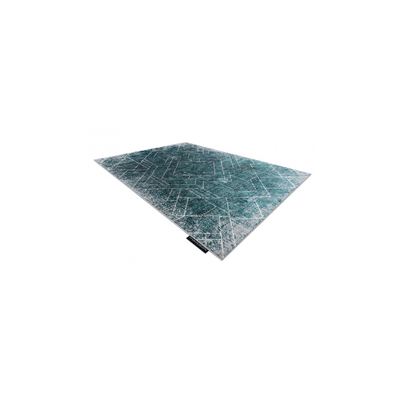 Dywan DE LUXE nowoczesny 626 Geometryczny, romby - Strukturalny szary / zielony 180x270cm