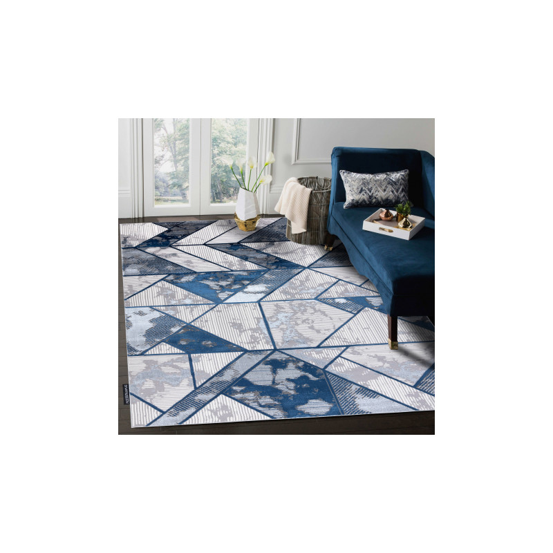 Dywan DE LUXE nowoczesny 632 Geometryczny - Strukturalny krem / granatowy 200x290cm Dywan DE LUXE nowoczesny 632 Geometryczny - Strukturalny krem / granatowy 200x290cm