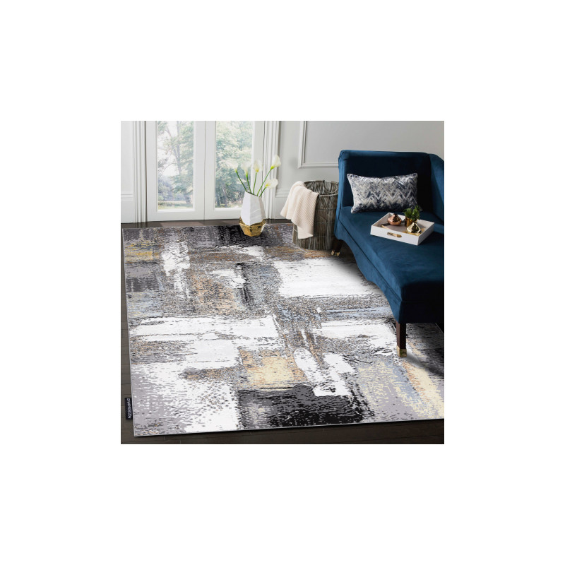 Dywan DE LUXE nowoczesny 633 Abstrakcja - Strukturalny krem / złoty 160x220cm Dywan DE LUXE nowoczesny 633 Abstrakcja - Strukturalny krem / złoty 160x220cm