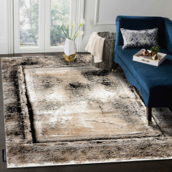 Dywan DE LUXE nowoczesny 634 Ramka vintage przecierany - Strukturalny szary / złoty 140x190cm