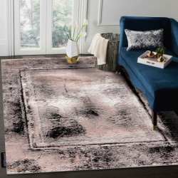 Dywan DE LUXE nowoczesny 634 Ramka vintage przecierany - Strukturalny szary / różowy 240x340cm