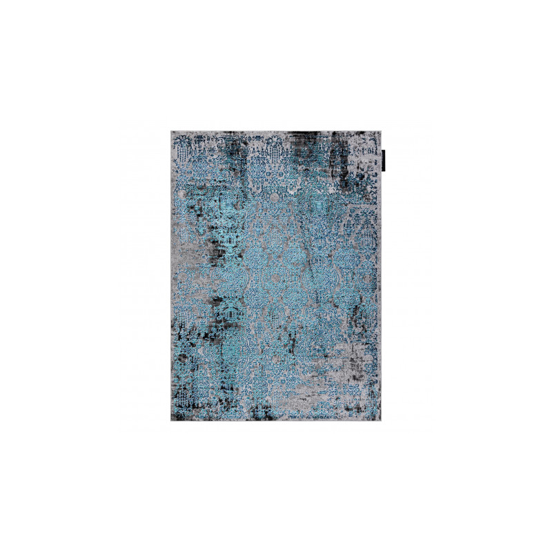 Dywan DE LUXE nowoczesny 2081 Ornament vintage przecierany - Strukturalny niebieski / szary 240x340cm