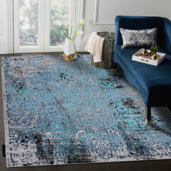 Dywan DE LUXE nowoczesny 2081 Ornament vintage przecierany - Strukturalny niebieski / szary 240x340cm