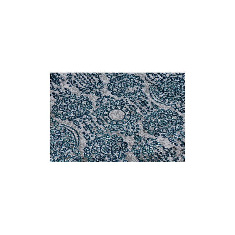 Dywan DE LUXE nowoczesny 2081 Ornament vintage przecierany - Strukturalny niebieski / szary 240x340cm