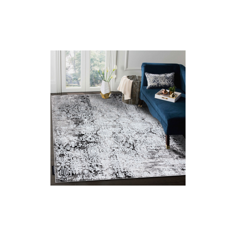 Dywan DE LUXE nowoczesny 2081 Ornament vintage przecierany - Strukturalny krem / szary 140x190cm