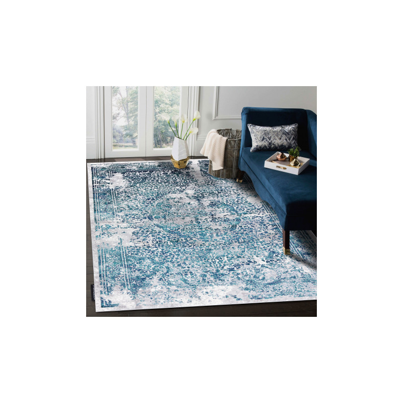 Dywan DE LUXE nowoczesny 2082 Ornament vintage przecierany - Strukturalny krem / szary 200x290cm