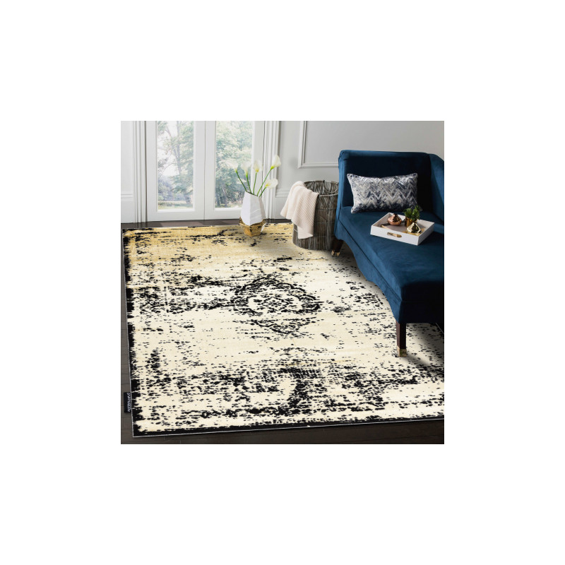 Dywan DE LUXE nowoczesny 2083 Ornament vintage przecierany - Strukturalny złoty / szary 140x190cm
