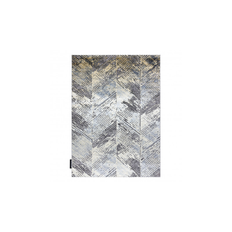 Dywan DE LUXE nowoczesny 2087 Jodełka Chevron vintage przecierany - Strukturalny złoty / szary 120x170cm