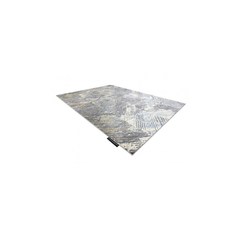 Dywan DE LUXE nowoczesny 2087 Jodełka Chevron vintage przecierany - Strukturalny złoty / szary 120x170cm