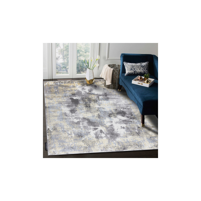 Dywan DE LUXE nowoczesny 6754 Ornament vintage przecierany - Strukturalny krem / złoty 180x270cm