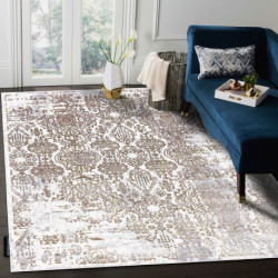 Dywan DE LUXE nowoczesny 2081 Ornament vintage przecierany - Strukturalny złoty / krem  120x170cm