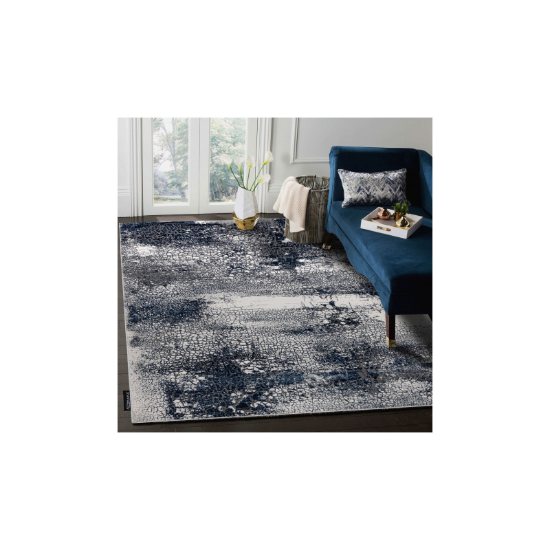 Dywan DE LUXE nowoczesny 528 Abstrakcja - Strukturalny krem / granatowy 140x190cm