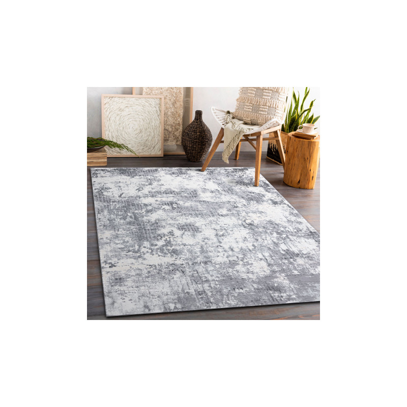 Dywan CORE A002 Abstrakcja - Strukturalny, dwa poziomy runa, kość słoniowa / szary 80x150cm